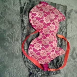 Cat lace satin design eye cover with bag